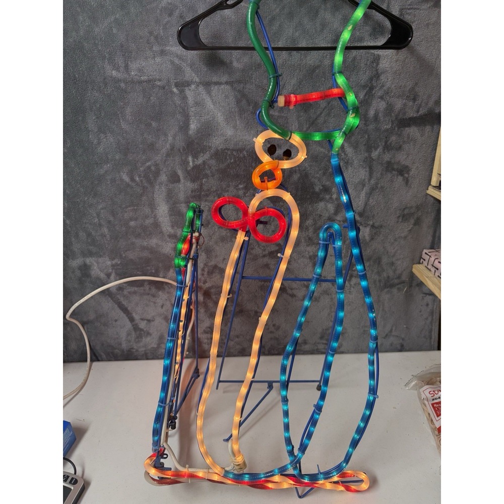 Vintage Lighted Christmas Penguin Rope Light Wireframe Yard Decor Motif 35x15